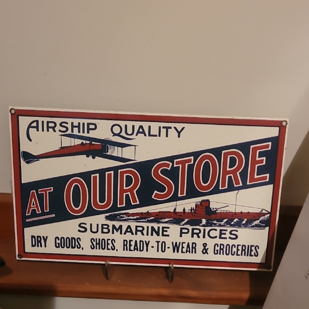 Vintage Airship and Submarine Metal Sign
